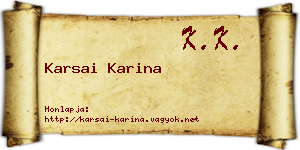 Karsai Karina névjegykártya